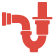 Red icon of a plumbing pipe