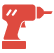 Red icon of a drill