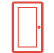 Red icon of a door