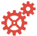 Red icon of gears