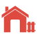 Red icon of a house with a fence